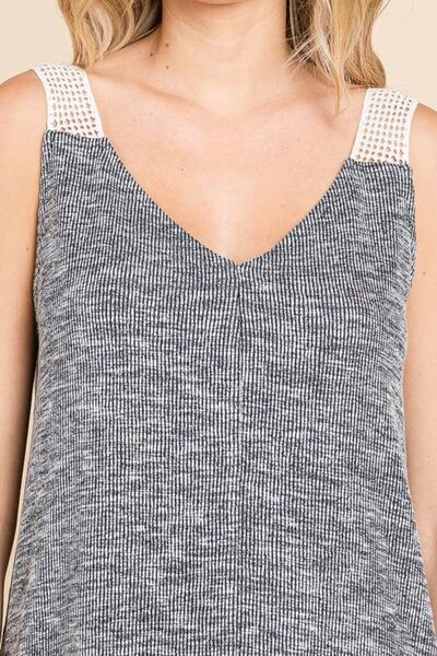 Culture Code Contrast Eyelet Strap Slit Ribbed Tank Trendsi