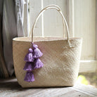 Borneo Sani Straw Tote Bag - with Purple Tassels The Groovalution