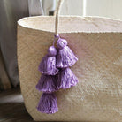 Borneo Sani Straw Tote Bag - with Purple Tassels The Groovalution