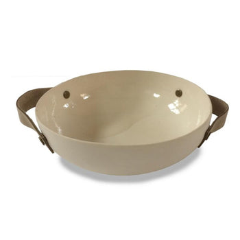 BOWL - HANDMADE WITH LEATHER HANDLES - 17CM The Groovalution