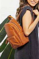 Certainly Chic Faux Leather Woven Backpack The Groovalution