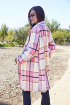 Double Take Full Size Plaid Button Up Lapel Collar Coat Trendsi