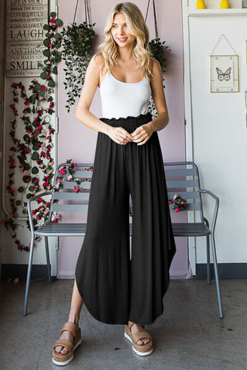 Heimish Full Size Frill Slit High Waist Wide Leg Pants Trendsi