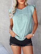 Ruffled Round Neck Cap Sleeve T-Shirt Trendsi