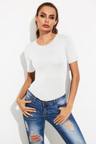 Round Neck Short Sleeve Bodysuit Trendsi