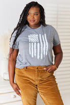 Simply Love US Flag Graphic Cuffed Sleeve T-Shirt Trendsi