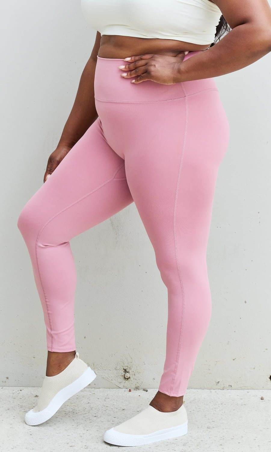 Zenana Fit For You High Waist Active Leggings in Light Rose ZENANA