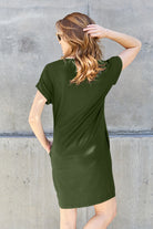 Basic Bae Full Size Round Neck Short Sleeve Dress with Pockets Trendsi