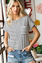 Striped Round Neck Short Sleeve Tee Casual Chic Boutique