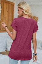 V-Neck Petal Sleeve T-Shirt Trendsi