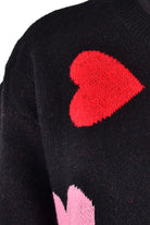 Heart Round Neck Droppped Shoulder Sweater Trendsi