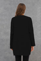 Pocketed Open Front Long Sleeve Cardigan Trendsi