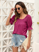 Ruched Short Sleeve Blouse Trendsi