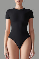 Round Neck Short Sleeve Active Bodysuit Trendsi