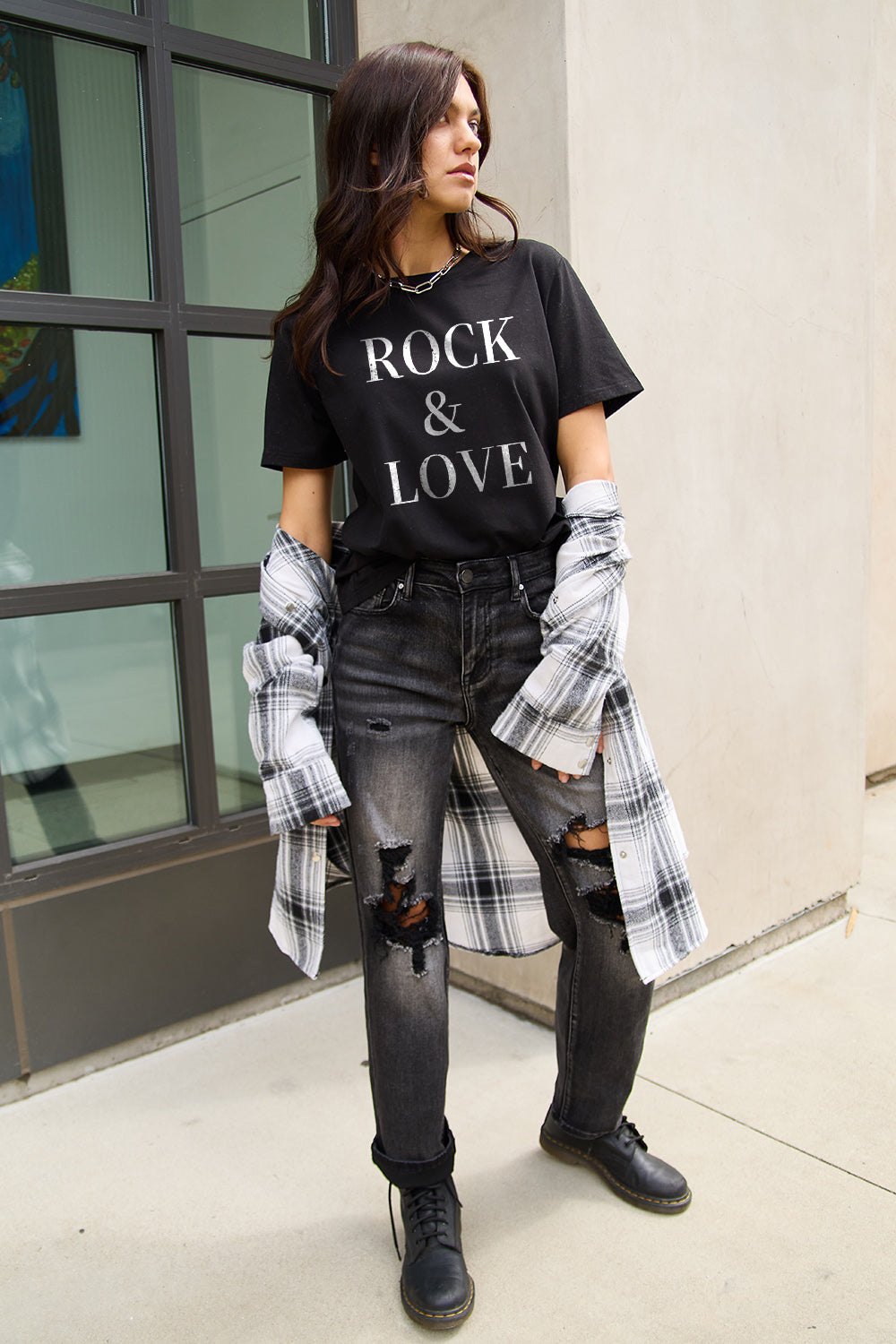 Simply Love Full Size ROCK ＆ LOVE Short Sleeve T-Shirt Trendsi