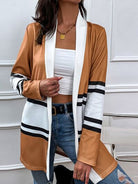 Color Block Open Front Cardigan Trendsi