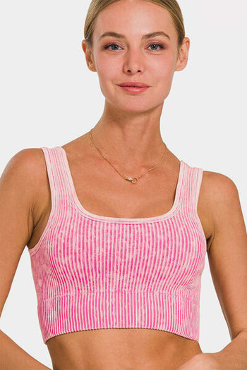 Zenana Ribbed Square Neck Wide Strap Tank Trendsi