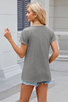 Round Neck Rolled Short Sleeve T-Shirt Trendsi