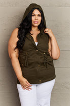 Zenana More To Come Full Size Military Hooded Vest Trendsi