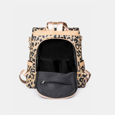 Leopard PU Leather Backpack Bag Trendsi