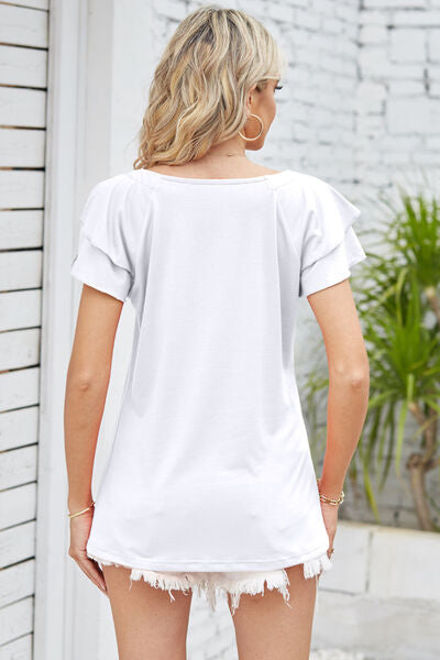 Square Neck Flutter Sleeve T-Shirt Trendsi