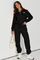 Quarter Zip Top and Drawstring Pants Active Set Trendsi