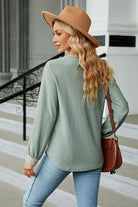 V-Neck Long Sleeve Blouse Trendsi