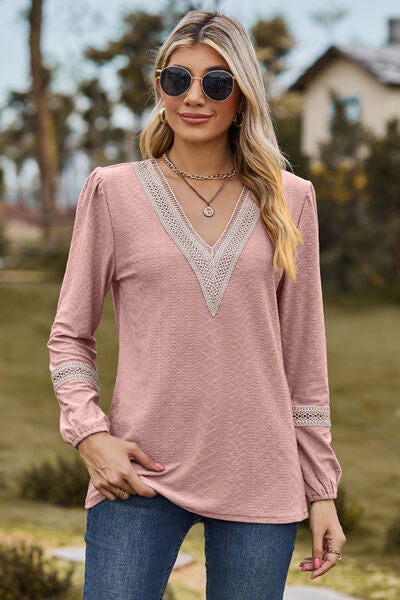 V-Neck Long Sleeve T-Shirt Trendsi