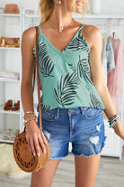 Printed Surplice Spaghetti Strap Cami Trendsi