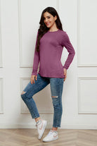 Basic Bae Full Size Round Neck Long Sleeve Top Trendsi