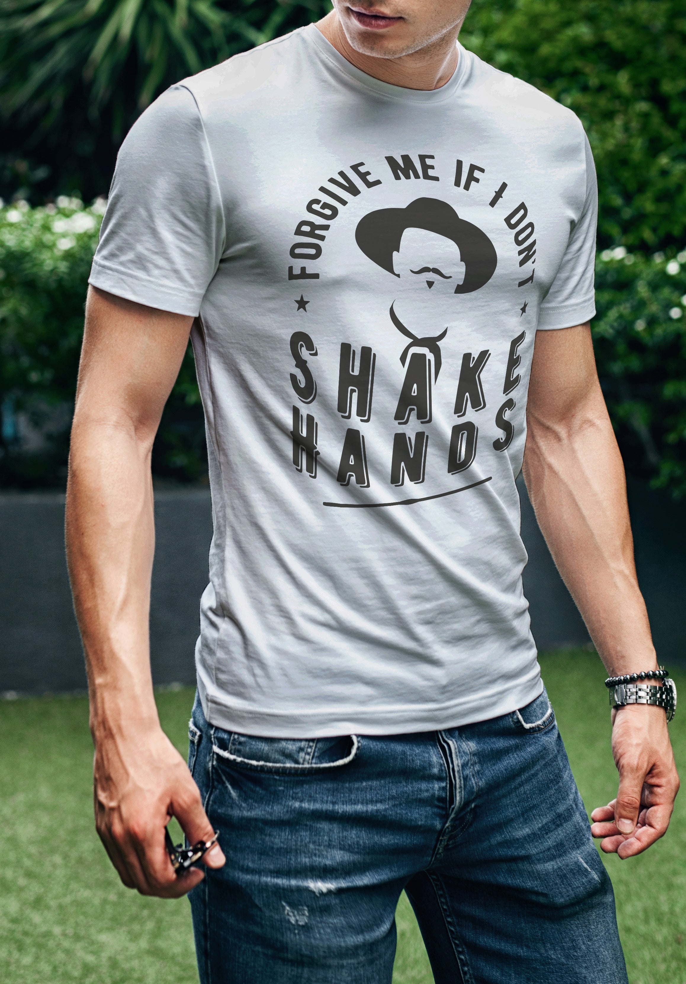 Forgive Me If I Don't Shake Hands | Men's T-Shirt | Ruby’s Rubbish® Ruby's Rubbish Wholesale