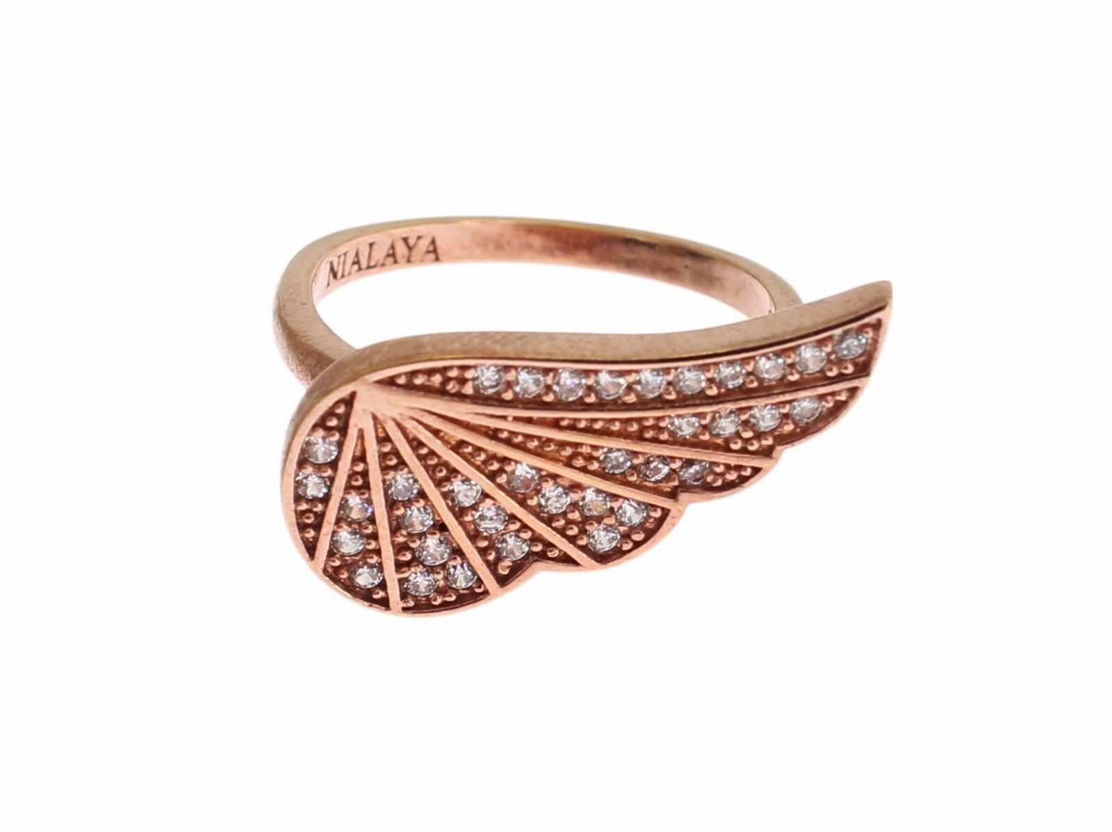 Nialaya Pink Gold 925 Silver Womens Clear CZ Ring GENUINE AUTHENTIC BRAND LLC