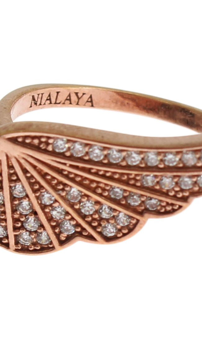 Nialaya Pink Gold 925 Silver Womens Clear CZ Ring GENUINE AUTHENTIC BRAND LLC