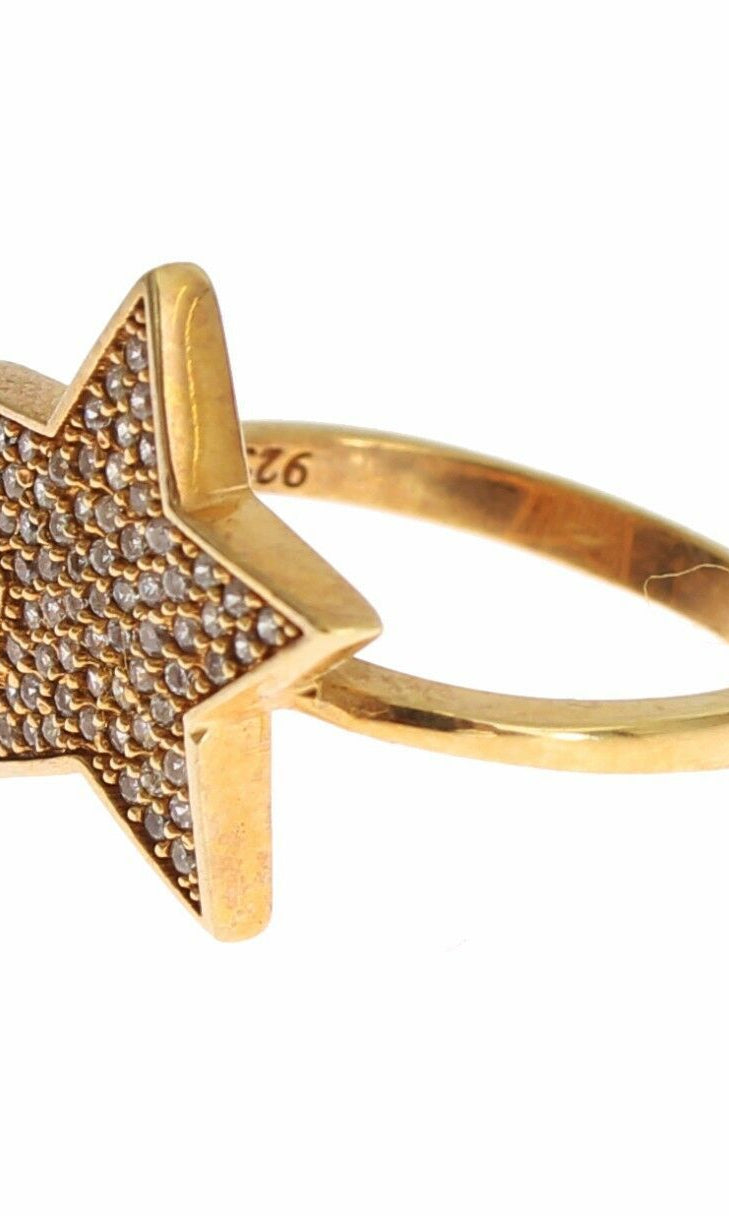 Nialaya Star Gold 925 Silver Womens Clear Ring GENUINE AUTHENTIC BRAND LLC