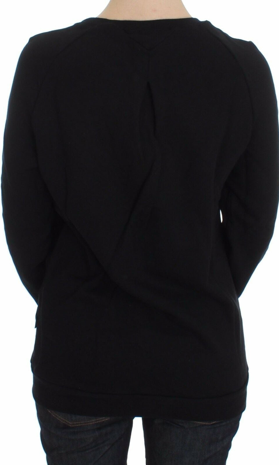 Exte Black Cotton Motive Print Crewneck Pullover Sweater GENUINE AUTHENTIC BRAND LLC