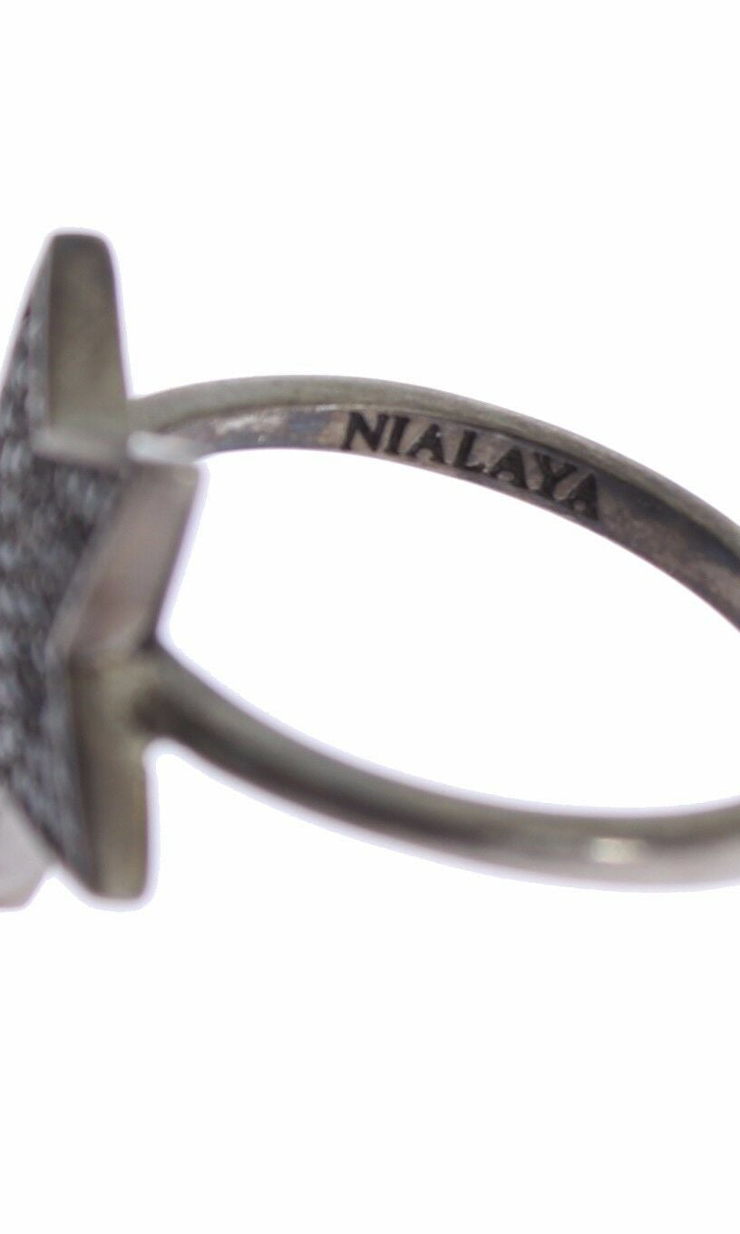 Nialaya Black CZ Star 925 Silver Womens Ring GENUINE AUTHENTIC BRAND LLC