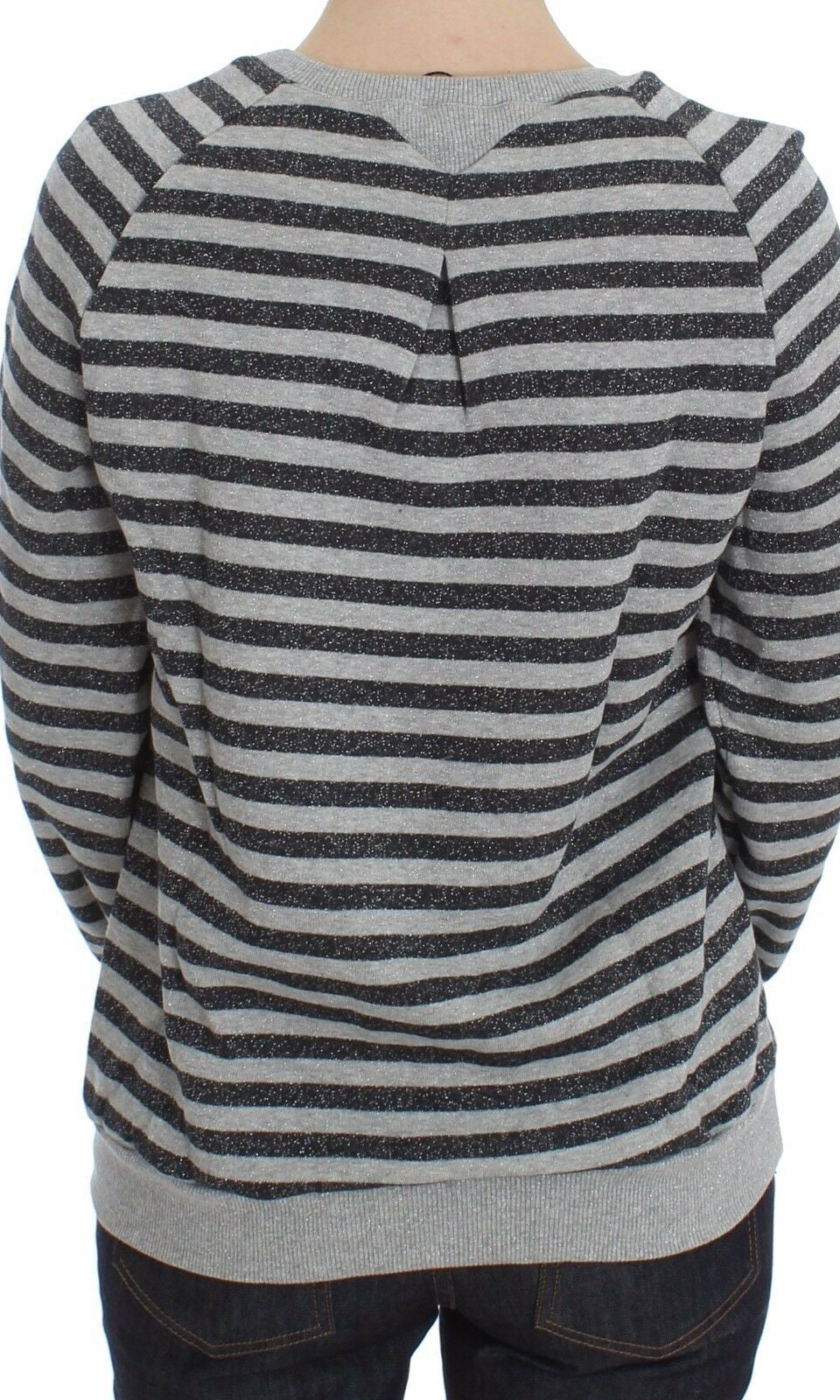 Exte Gray Striped Cotton Crewneck Sweater GENUINE AUTHENTIC BRAND LLC