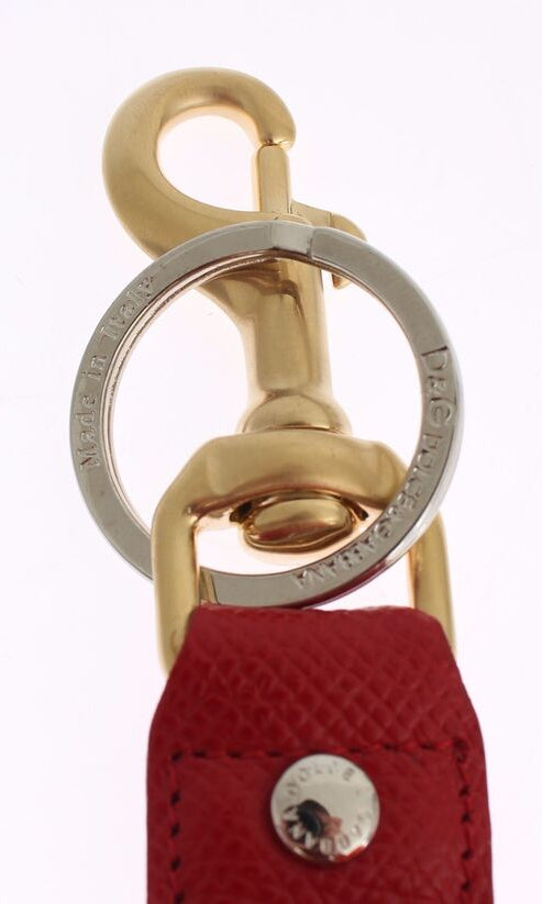 Dolce & Gabbana Gold Yellow Raffia Leather Clasp Finder Chain Keyring GENUINE AUTHENTIC BRAND LLC