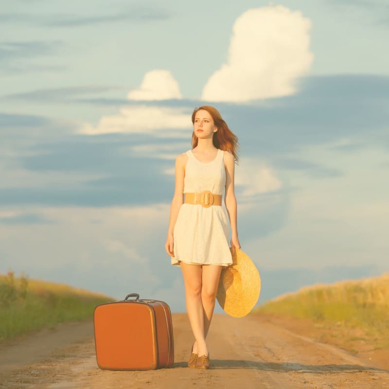 A traveler styled in Casual Chic Boutique on the move